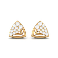 Genuine Diamond Geometric Stud Earrings with Screw Back