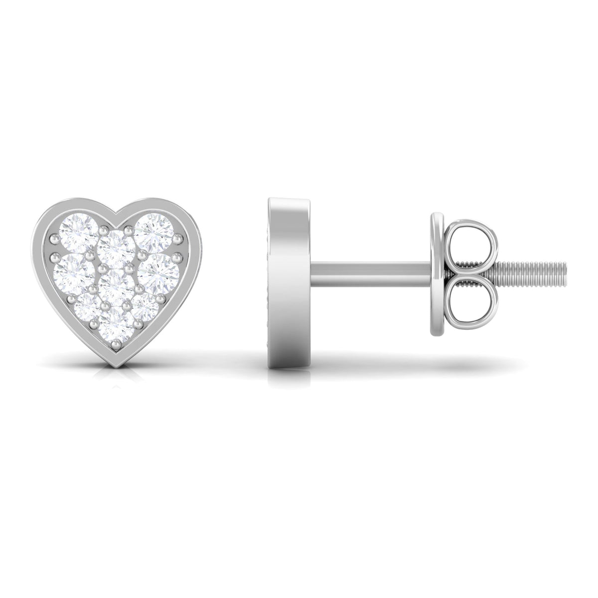 Natural Diamond Heart Shape Stud Earrings with Certificate