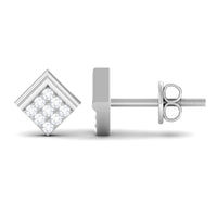 Natural Diamond Geometric Earrings with Screw Back