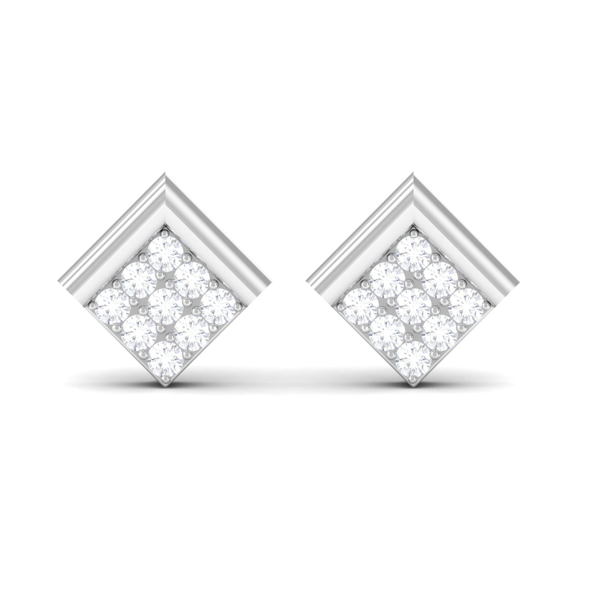 Natural Diamond Geometric Earrings with Screw Back