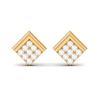 Natural Diamond Geometric Earrings with Screw Back