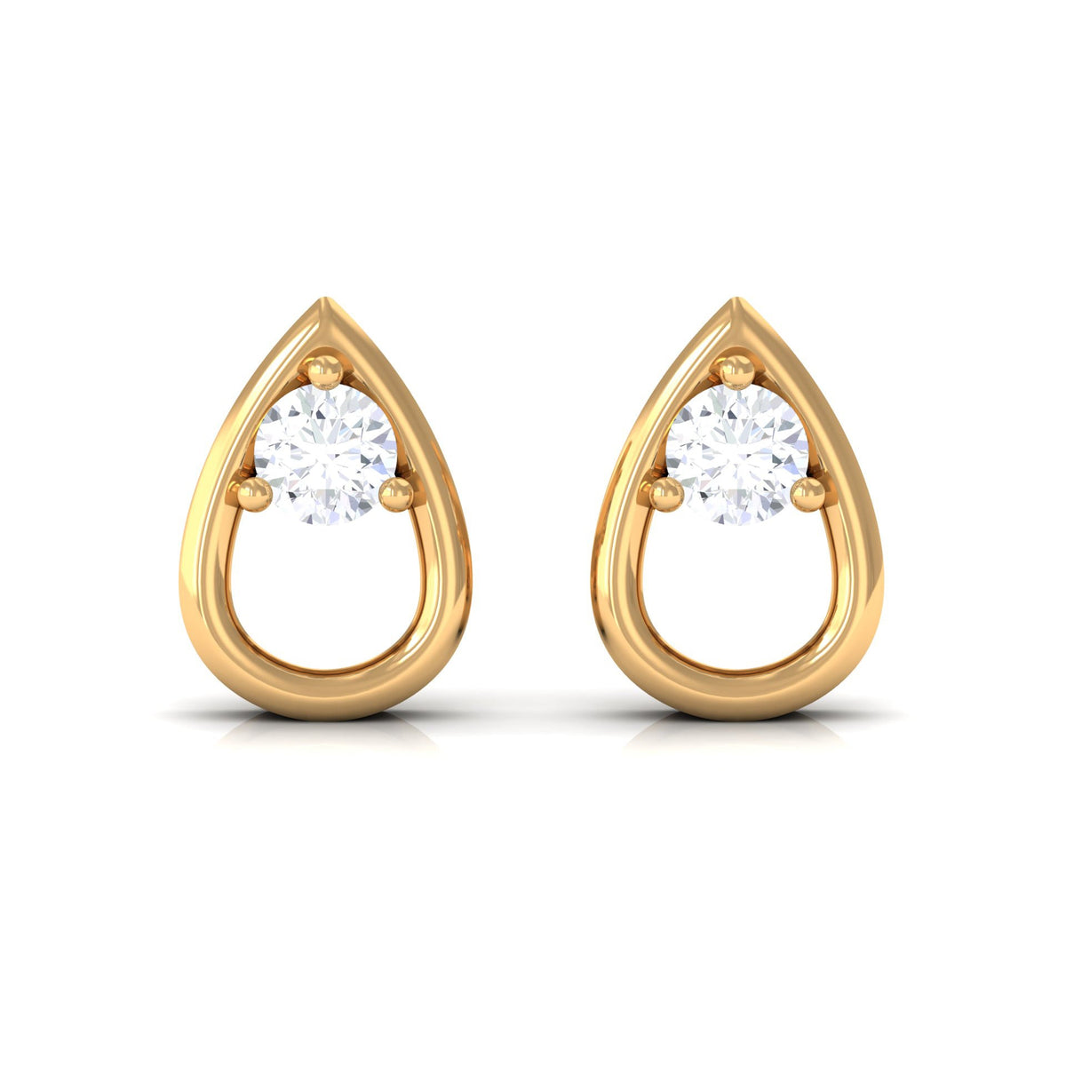 Round Diamond Teardrop Stud Earrings