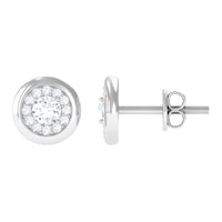 Certified Real Diamond Cluster Stud Earrings with Screw Back