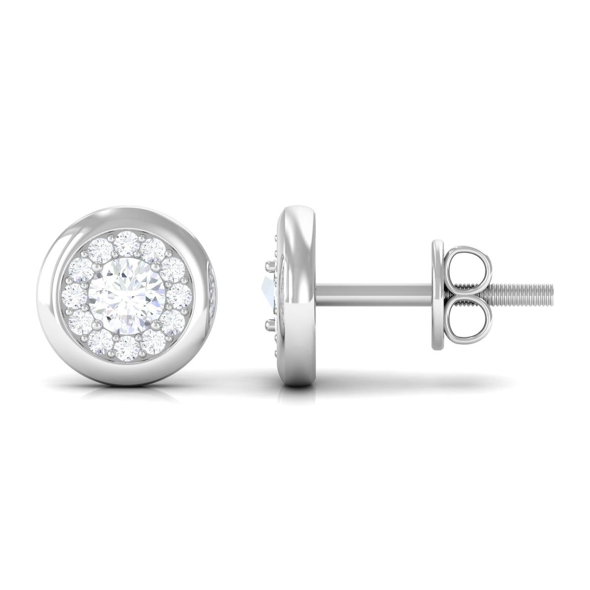 Certified Real Diamond Cluster Stud Earrings with Screw Back