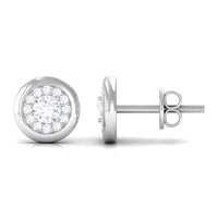 Certified Real Diamond Cluster Stud Earrings with Screw Back