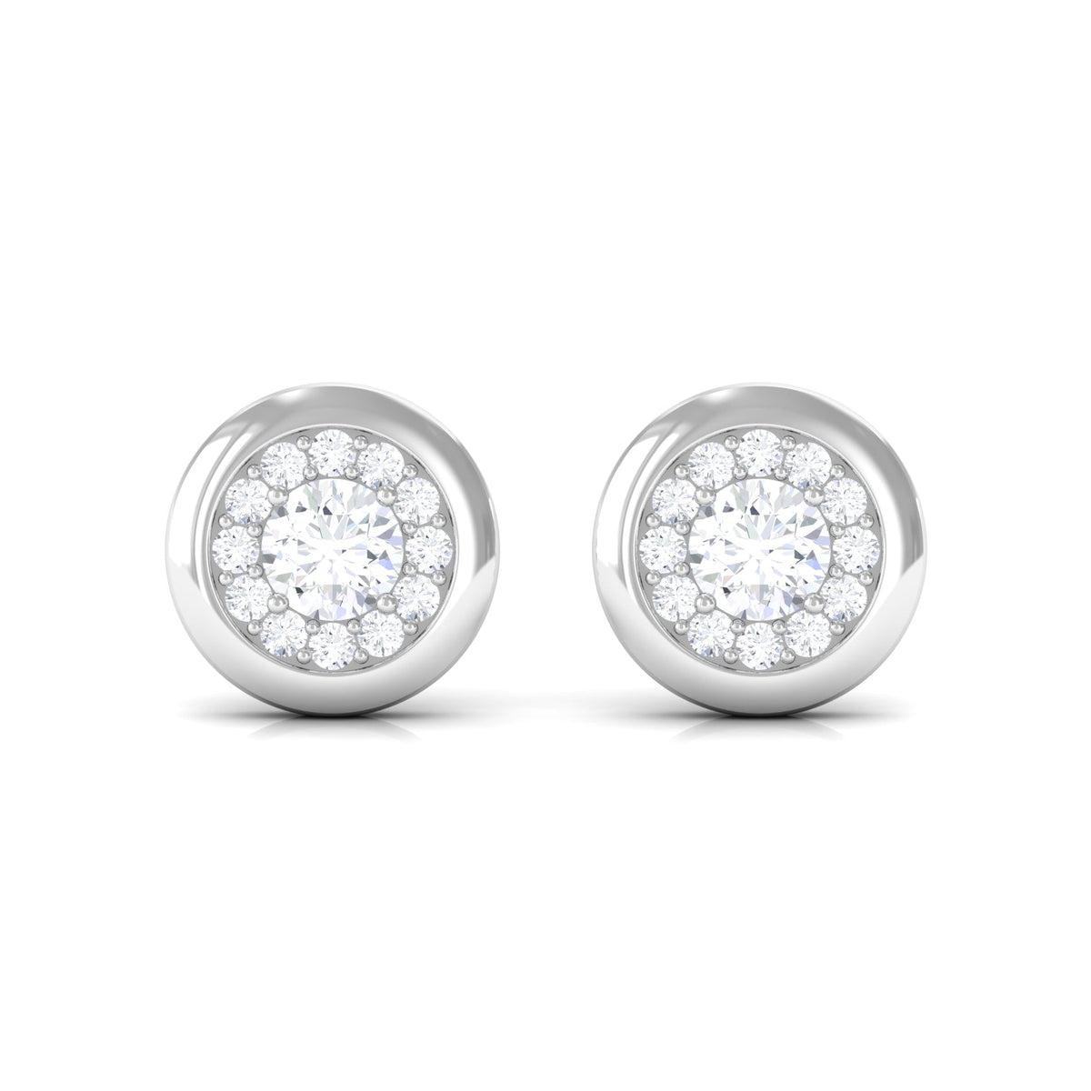 Certified Real Diamond Cluster Stud Earrings with Screw Back