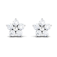 Certified Diamond Flower Stud Earrings in Prong Setting
