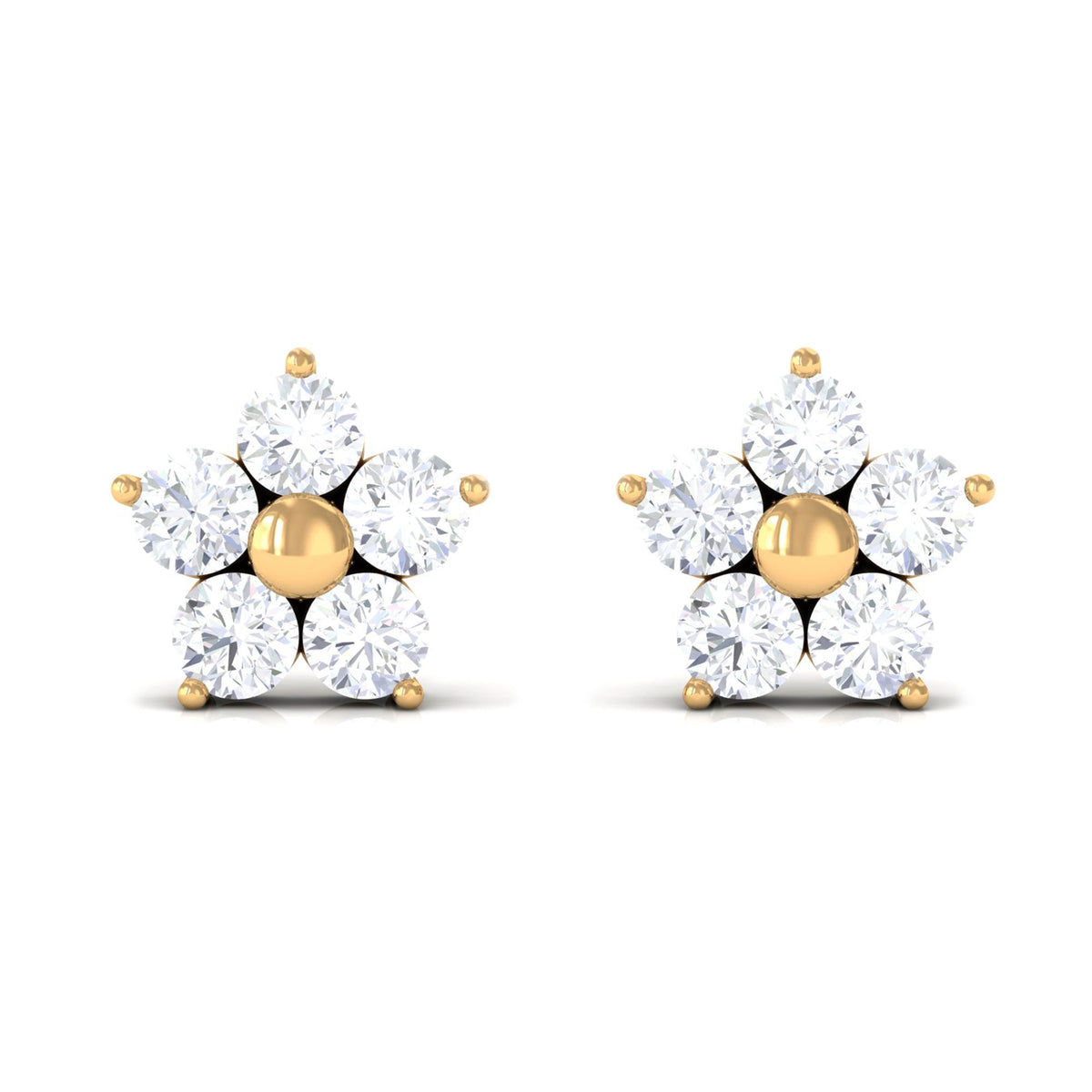 Certified Diamond Flower Stud Earrings in Prong Setting