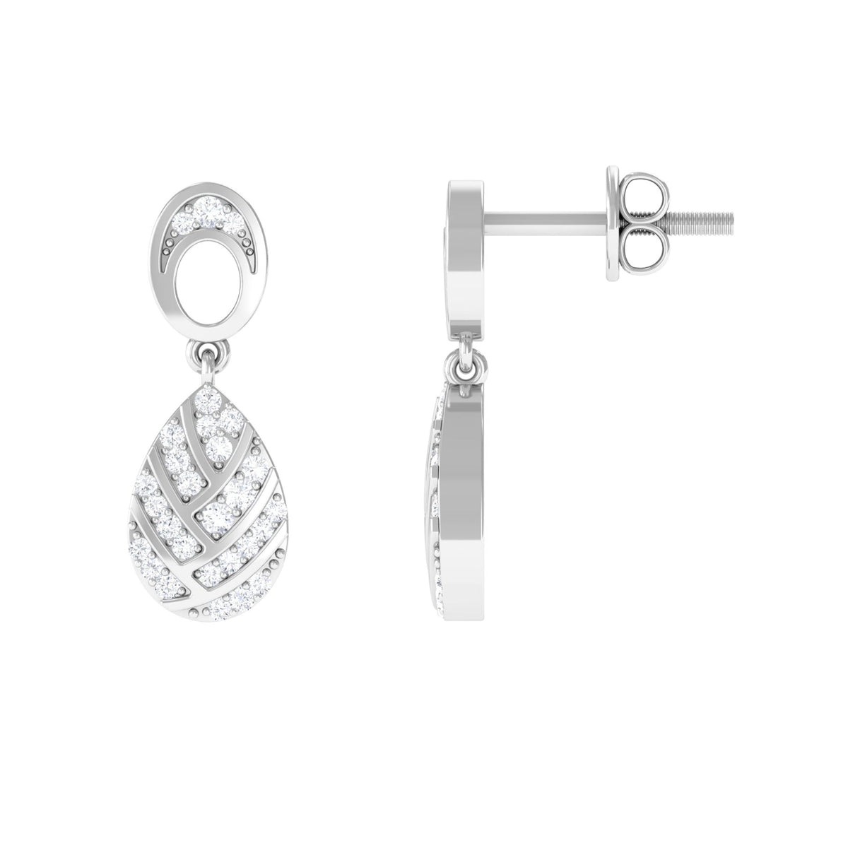 Certified Real Diamond Teardrop Earrings with Screw Back