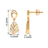 Certified Real Diamond Teardrop Earrings with Screw Back