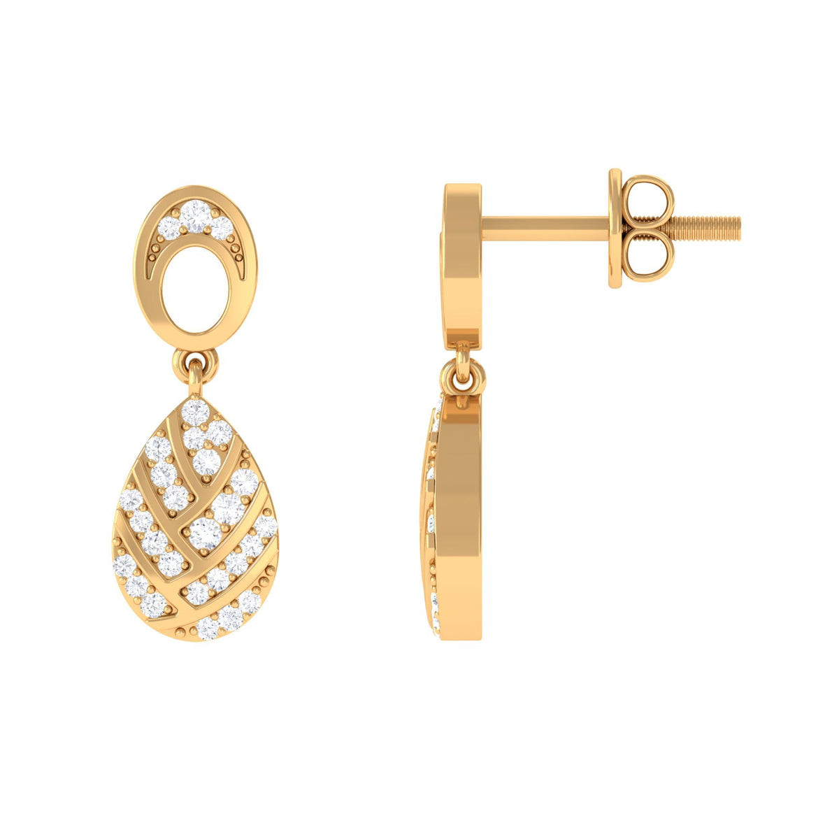 Certified Real Diamond Teardrop Earrings with Screw Back