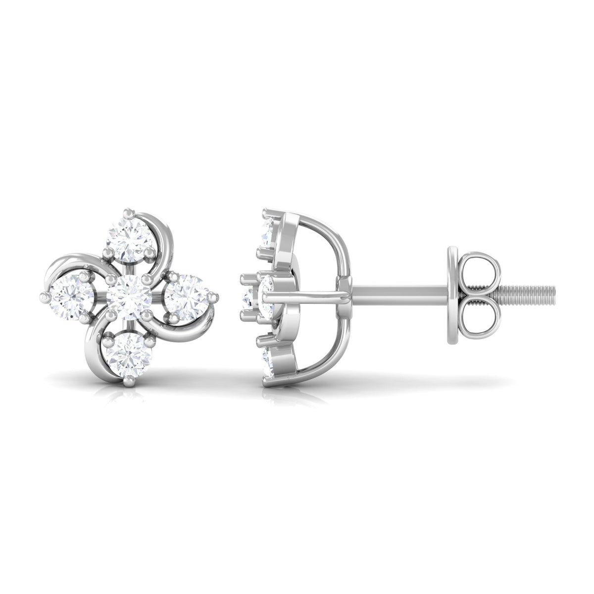 Rosec Jewels diamond flower cluster earrings for women, featuring sparkling diamond accents and floral design.