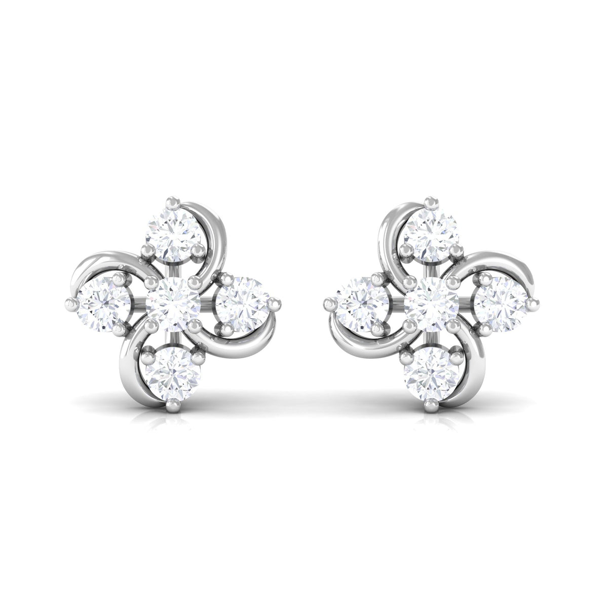 Rosec Jewels diamond flower cluster earrings for women, featuring sparkling diamond floral design and elegant earrings.