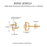 Rosec Jewels diamond flower cluster earrings for women, featuring delicate floral design with sparkling diamonds.
