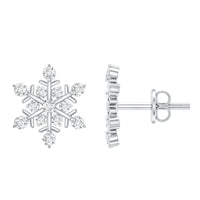 Certified Diamond Snowflake Stud Earrings with Screw Back