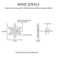 Certified Diamond Snowflake Stud Earrings with Screw Back