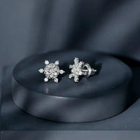 Certified Diamond Snowflake Stud Earrings with Screw Back