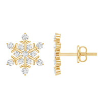 Certified Diamond Snowflake Stud Earrings with Screw Back