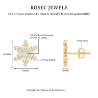 Certified Diamond Snowflake Stud Earrings with Screw Back