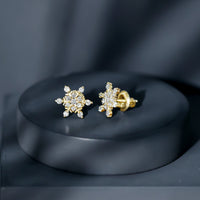 Certified Diamond Snowflake Stud Earrings with Screw Back