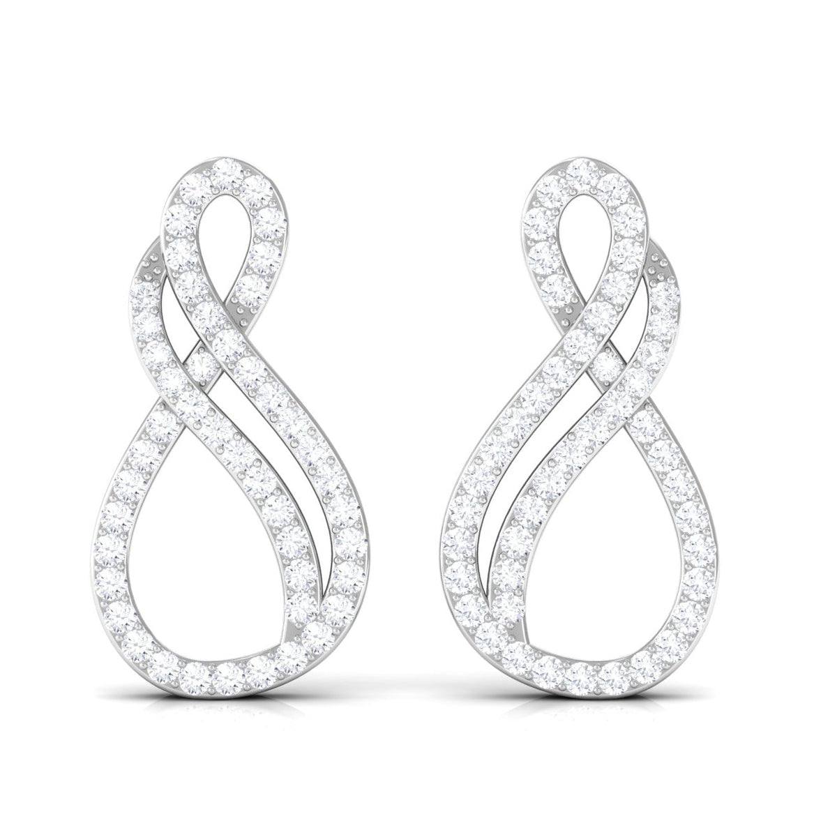 Certified Diamond Infinity Stud Earrings in Pave Setting