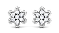 Brilliant Cut Diamond Flower Stud Earrings with Screw Back