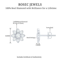 Diamond Flower Stud Earrings With Screw Back