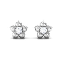 Diamond Flower Petal Stud Earrings in Prong Setting