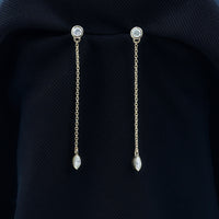 Certified Diamond Dangle Chain Earrings in Bezel Setting