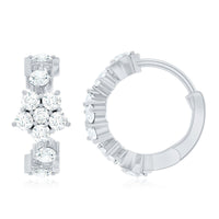 Certified Diamond Flower Hoop Earrings For Women