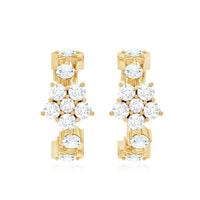 Certified Diamond Flower Hoop Earrings For Women