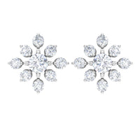 Round Cut Diamond Flower Stud Earrings for Women