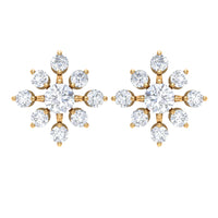 Round Cut Diamond Flower Stud Earrings for Women