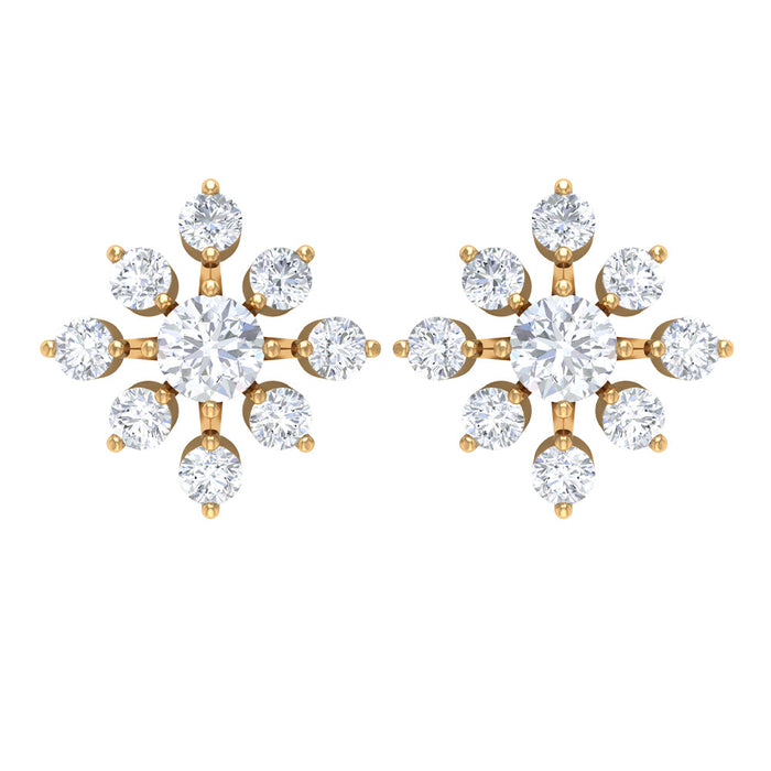 Round Cut Diamond Flower Stud Earrings for Women