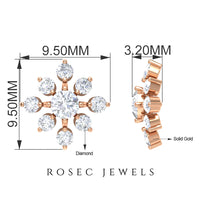 Round Cut Diamond Flower Stud Earrings for Women
