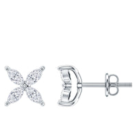 Marquise Shape Moissanite Flower Stud Earrings