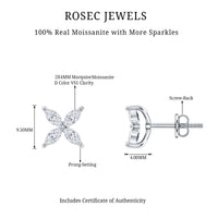 Marquise Shape Moissanite Flower Stud Earrings
