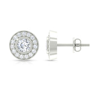 Round Moissanite Halo Stud Earrings for Women