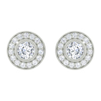 Round Moissanite Halo Stud Earrings for Women