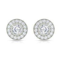 Round Moissanite Halo Stud Earrings for Women