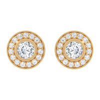 Round Moissanite Halo Stud Earrings for Women
