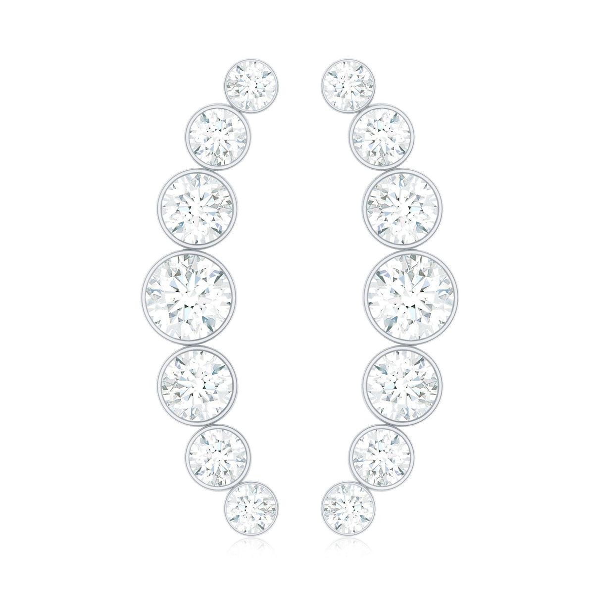Natural Diamond Climber Earrings with Screw Back
