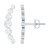 Natural Diamond Climber Earrings with Screw Back