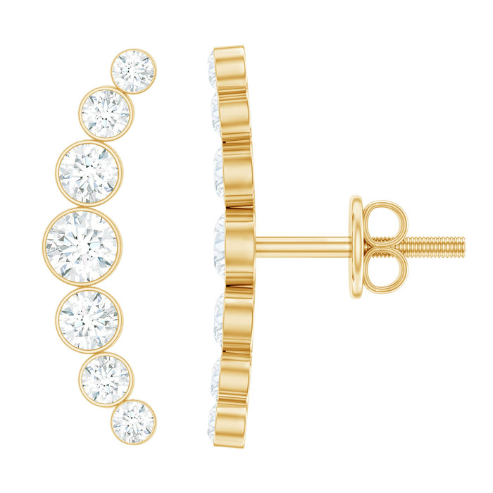 Natural diamond climber earrings with screw back from Rosec Jewels, featuring sparkling diamond accents and a sleek, modern design.