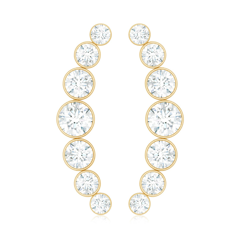 Rosec Jewels natural diamond climber earrings with screw back, featuring sparkling diamond accents and elegant design.