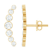 Natural Diamond Climber Earrings with Screw Back