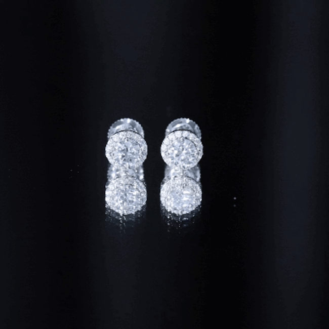 Certified 1 Carat Round Moissanite Classic Stud Earrings in silver with secure post backs, from Rosec Jewels.