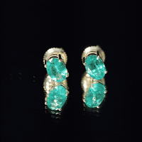 Yellow 1.43 carat oval shape emerald stud earrings for women by Rosec Jewels, featuring vibrant green gemstones and classic design.