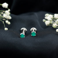 Round cut 5 mm real emerald stud earrings by Rosec Jewels featuring vibrant green gemstones and classic gold settings.