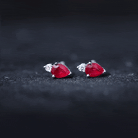 Pear Cut Ruby and Diamond Stud Earrings For Women